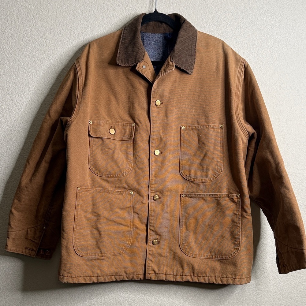 Vintage Carhartt 90’s blanket lined chore coat tan EUC